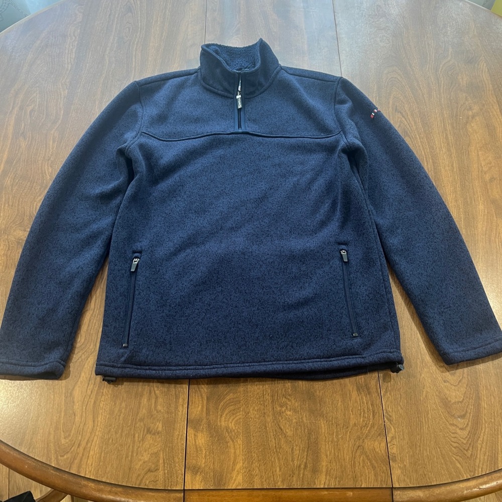 Batela Natical Mens XS Jumper Navy Blue Quarter Zip Sherpa Lined Fleece Pullover